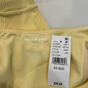 PacSun Eco Yellow Tia Ribbed High Waisted Bikini Bottom